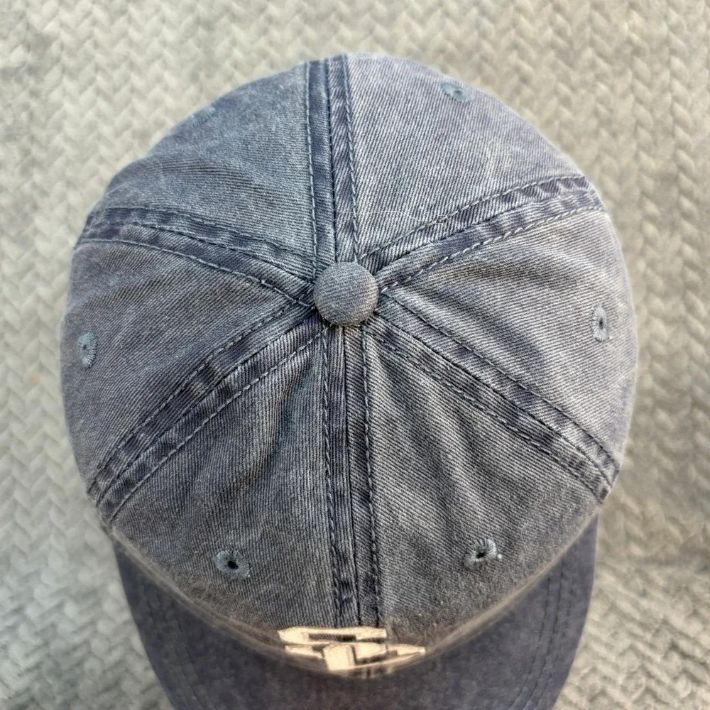 SC Logo Baseball Cap Washed Blue Cotton Adjustable Dad Hat 0693